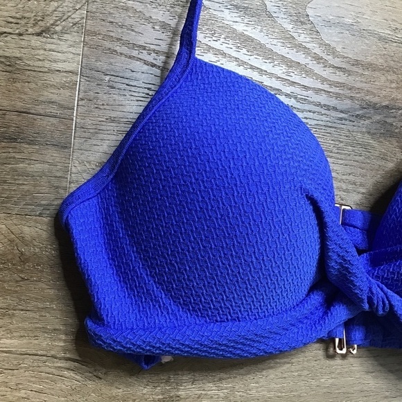 Shade Shop Bikini Top Size 34C Padded Push Up Blue Swimsuit Bathing Suit - Picture 5 of 15